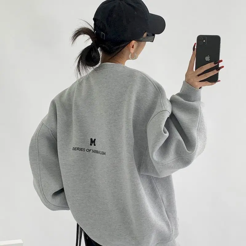 女性用ハイストリートレタープリントスウェットシャツ、長袖パーカー、原宿プルオーバー、カジュアルkpopトップス、韓国ファッション、2024