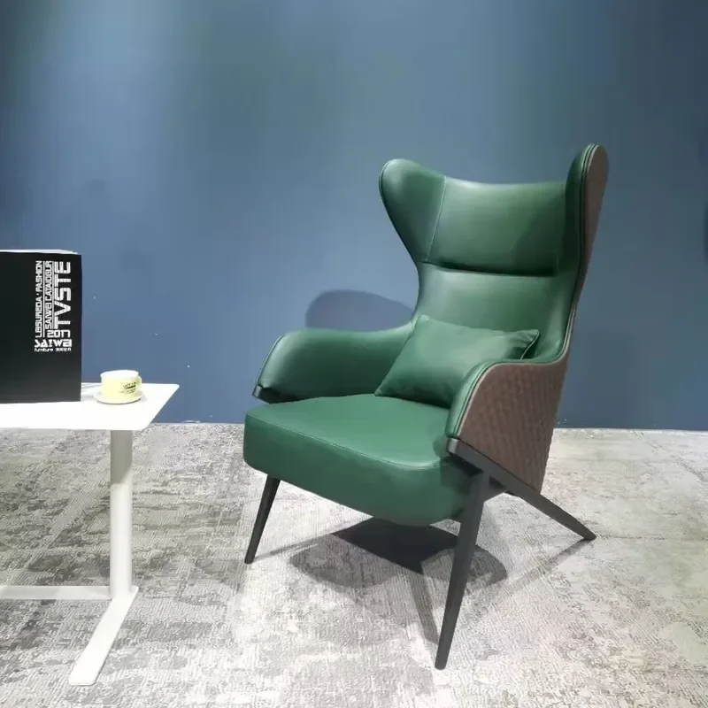 Modern Nordic Single Sofa High Back Lounge Chair Simple Design Steel Frame Luxury Leisure Seat for Bedroom Living Room Lazy