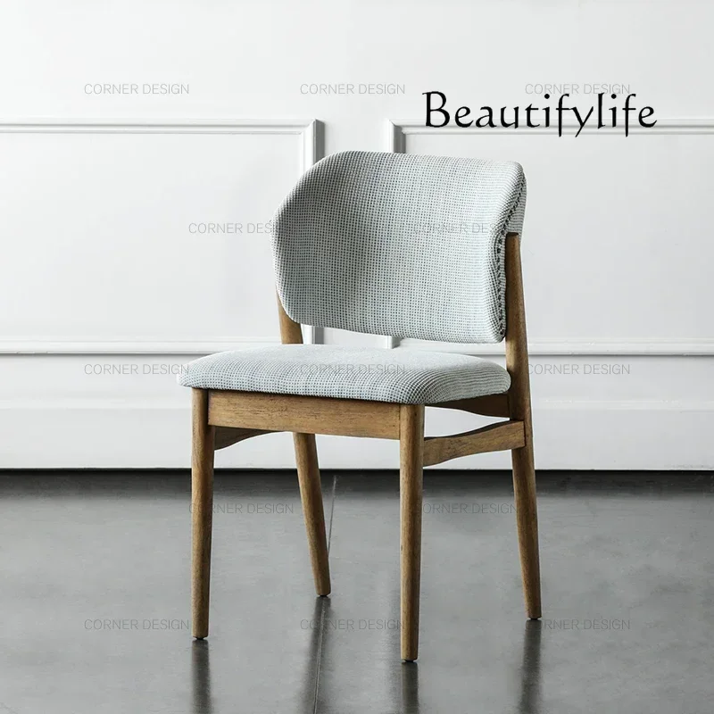 NJ K BJ Nordic Dining Chair Household Solid Wood Modern Light Luxury Minimalist Small Apartment Chair Designer Fashion