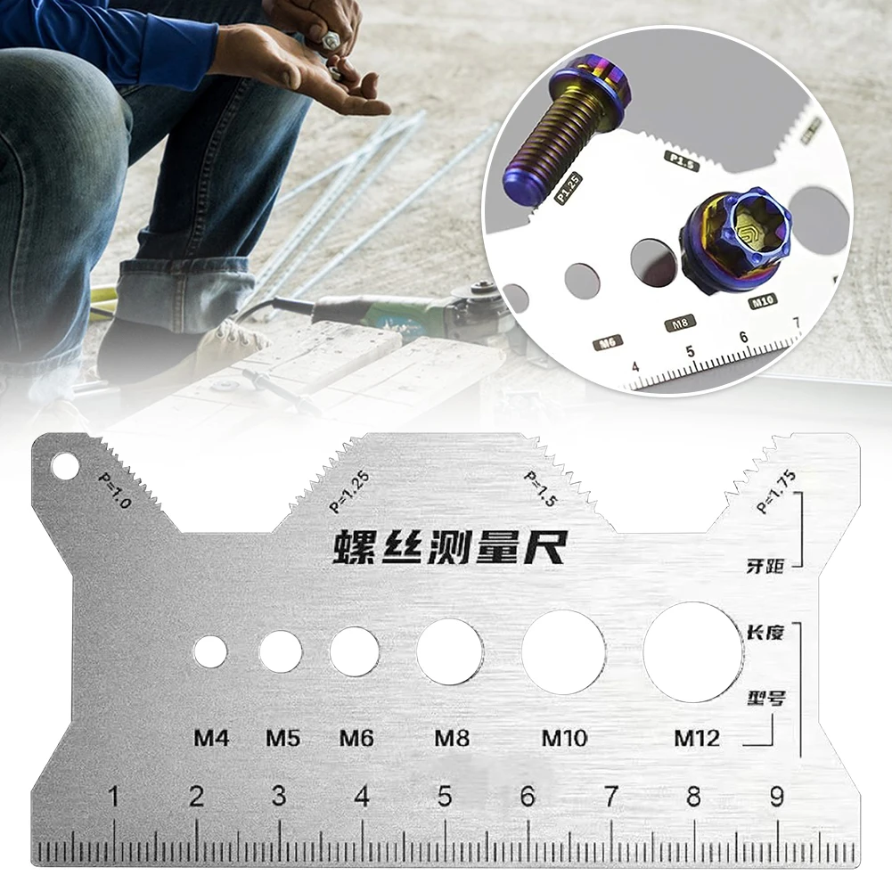 Stainless Steel Double-Sided-Bolt Gauge Card Pocket Size Thread-bolt and Screw Checker Portable Highly Precise Bolt-Size Gauge