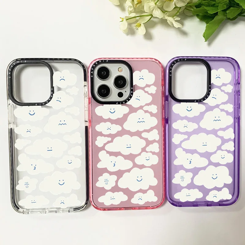 Funny Cloud Expression Case For Iphone 11 14 15 Pro Max Clear Silicone Soft Funda 12 13 Pro 7 8 Plus X XR XS Shockproof Bumper