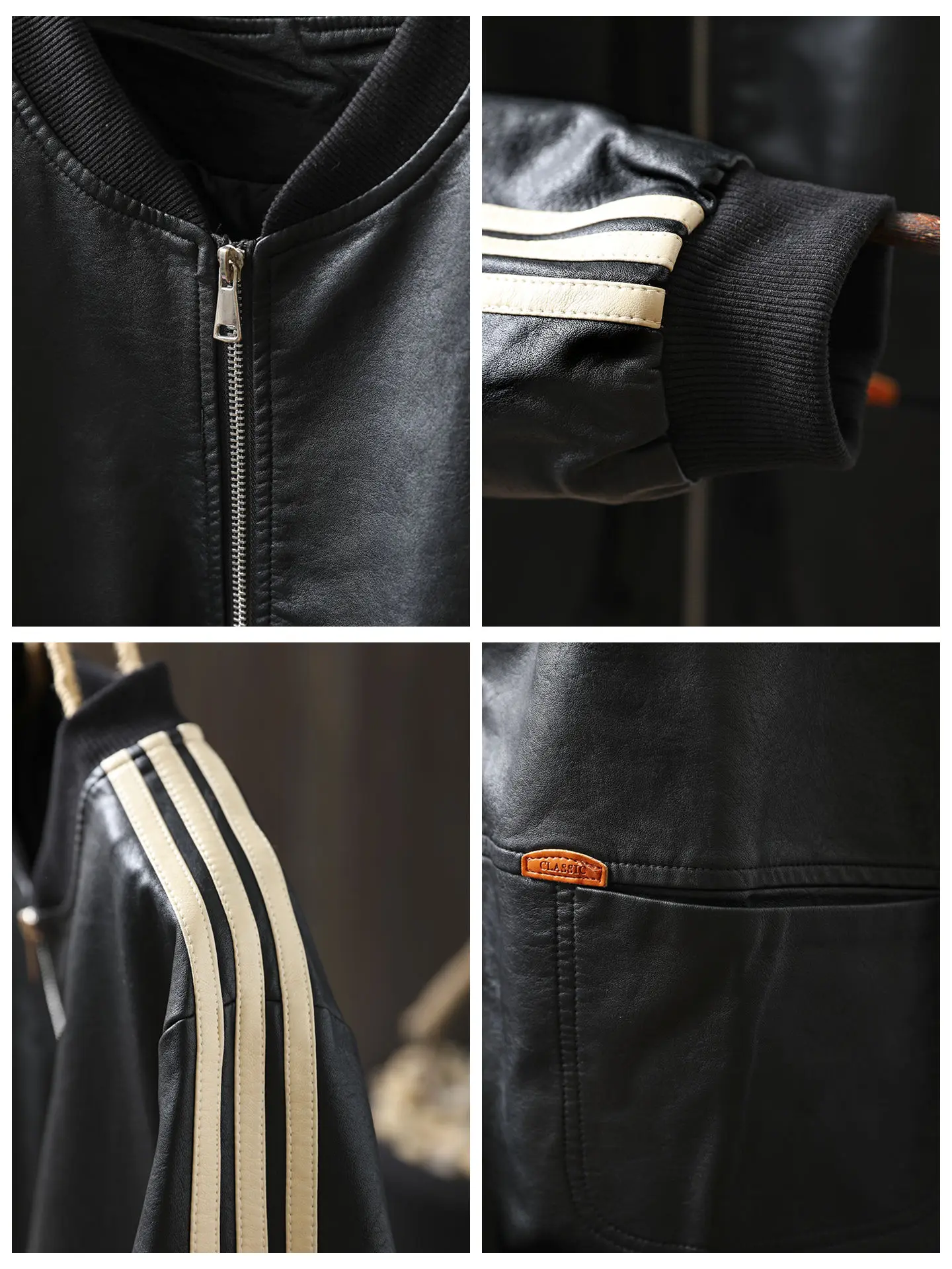 Bla Leather Jaet Women's Sle 2025 New Cool ort Motorcycle PU Leather Coat Tee Bars Stand Collar Faionable Commute...