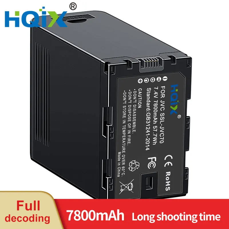 

HQIX for JVC GY-HM600 HM606 HM650 HM660 LS300 HM650EC HM610 HM258 HM600 HMQ10 HM200 JY-HM360 Camera SSL-JVC70 Charger Battery