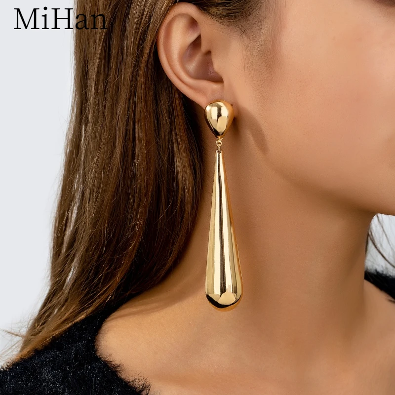 

MiHan Fashion Jewelry Vintage Temperament Metal Teardrop Earrings For Women Party Gifts Simply Design Ear Accessories