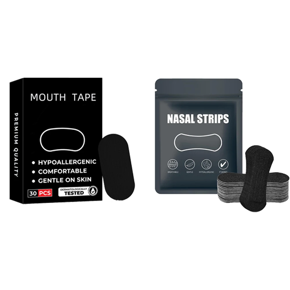 2-in-1 Anti-snurk neusstrips voor beter ademen, anti-snurk mondtape, verbeterde neusexpansie voor betere slaap en snurkverlichting