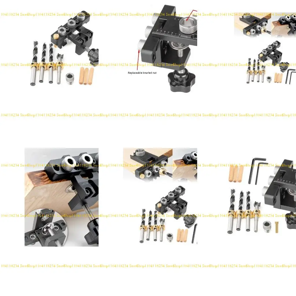 

P9FB 3 in 1 Drilling Locator Puncher Tool,Doweling Jig Drill Kits with 8/10/15mm Hole,Pocket Hole Jig Kits,3 Holes Joints Tool