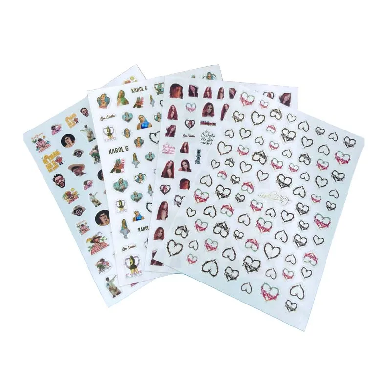 Fashin New Arrival Bright Modern Girls Love Heart Nail Stickers DIY Japanese Style Glue Dry Nail Decals Nail Art Manicure Women