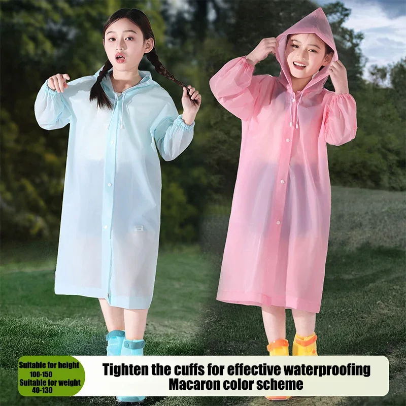 

Детский дождевик с утолщенным покрытием на все тело, для мальчиков и девочек, водонепроницаемый, с манжетами, для походов и туризма, цвета макарон