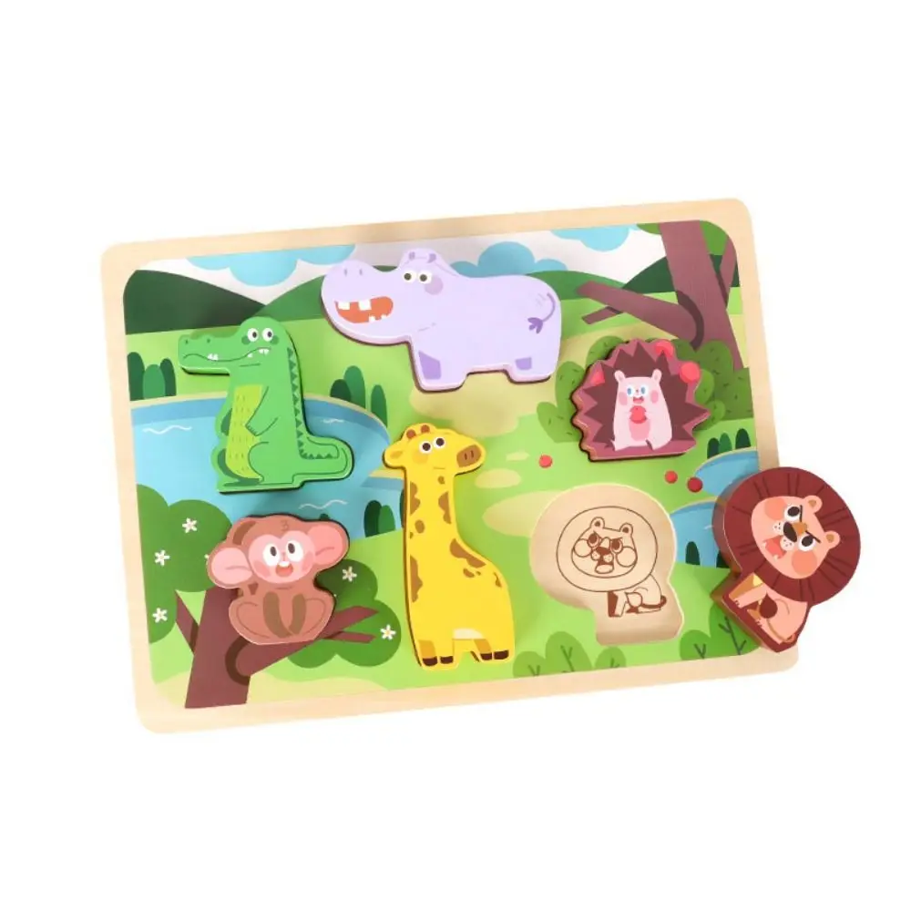 Tablero de rompecabezas de madera, rompecabezas 3D, patrón Montessori, forma cognitiva, juego de mesa a juego, desafíos interactivos, rompecabezas de animales