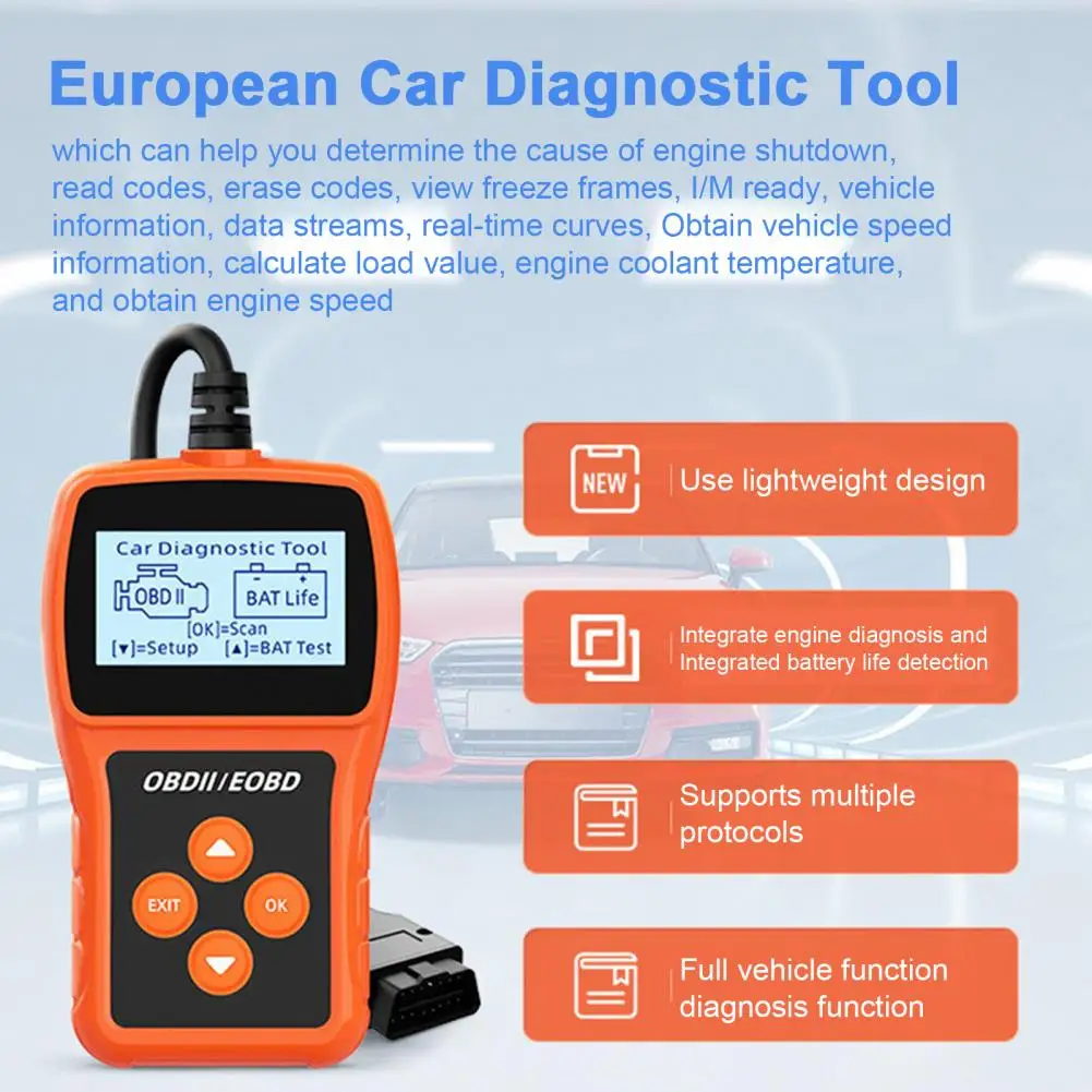 

OBD2 Scanner Car Engine Fault Code Reader Connection Compact Size CAN Diagnostic Scan Tool Tire Pressure Monitoring Device