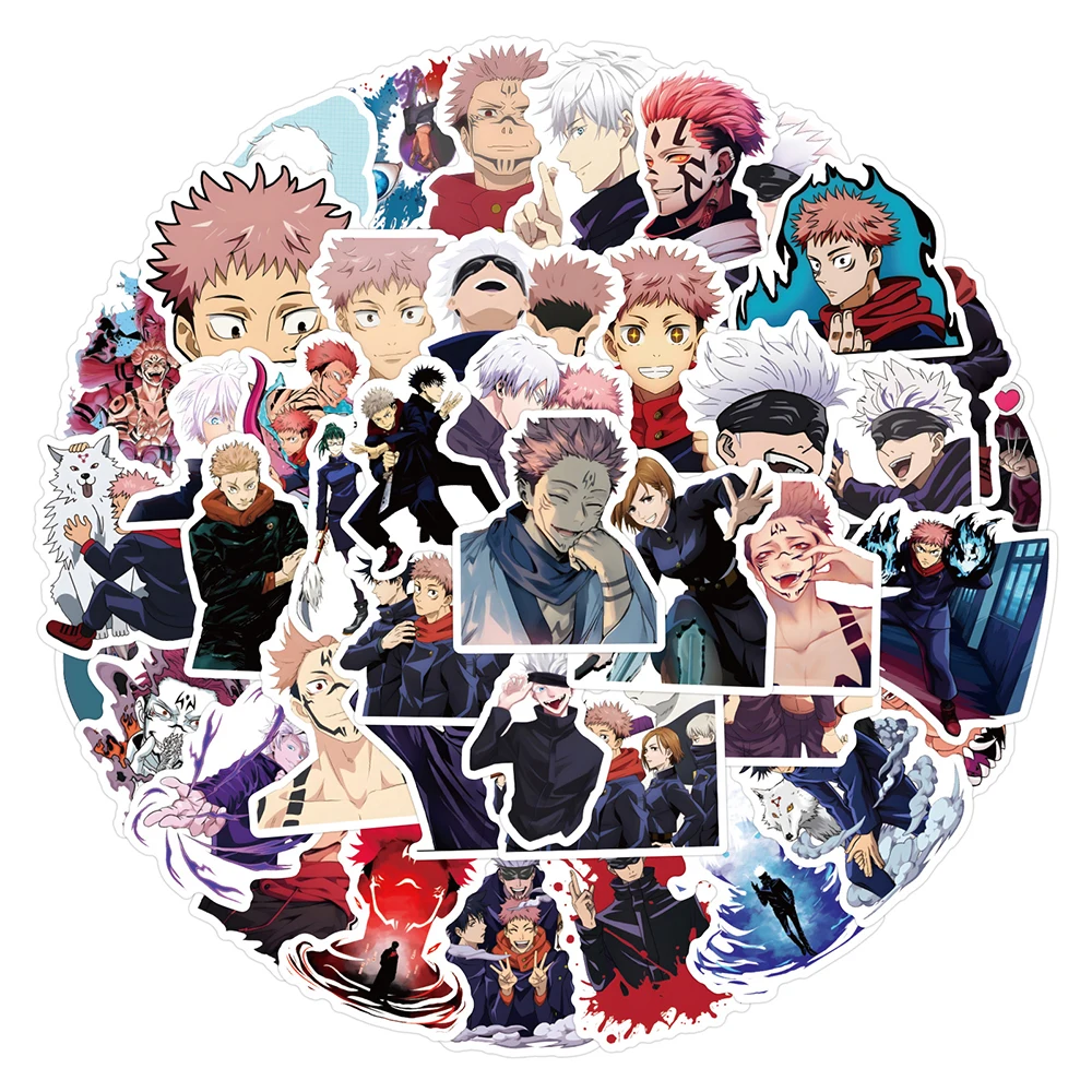 10/30/55Pcs Jujutsu Kaisen Anime Stickers Cool Itadori Yuji Graffiti Sticker Telefoonhoesje Skateboard Bagage Cartoon Decor