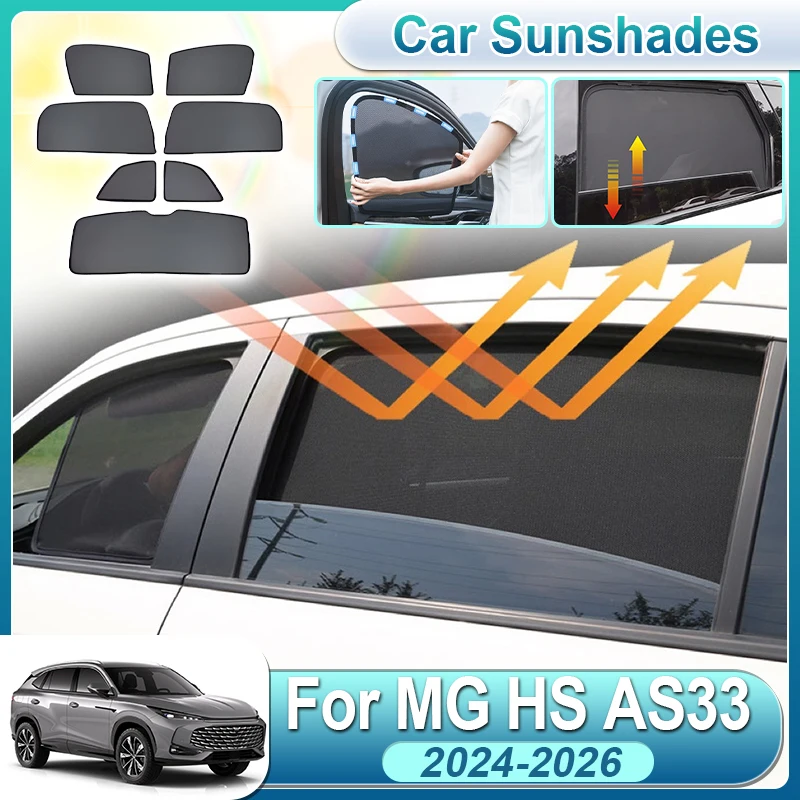 

For MG HS Accessories EHS AS33 2024 2025 2026 Car Side Window Mesh Sun Visor Cover Windshield Foldable Sunshade Auto Accessories