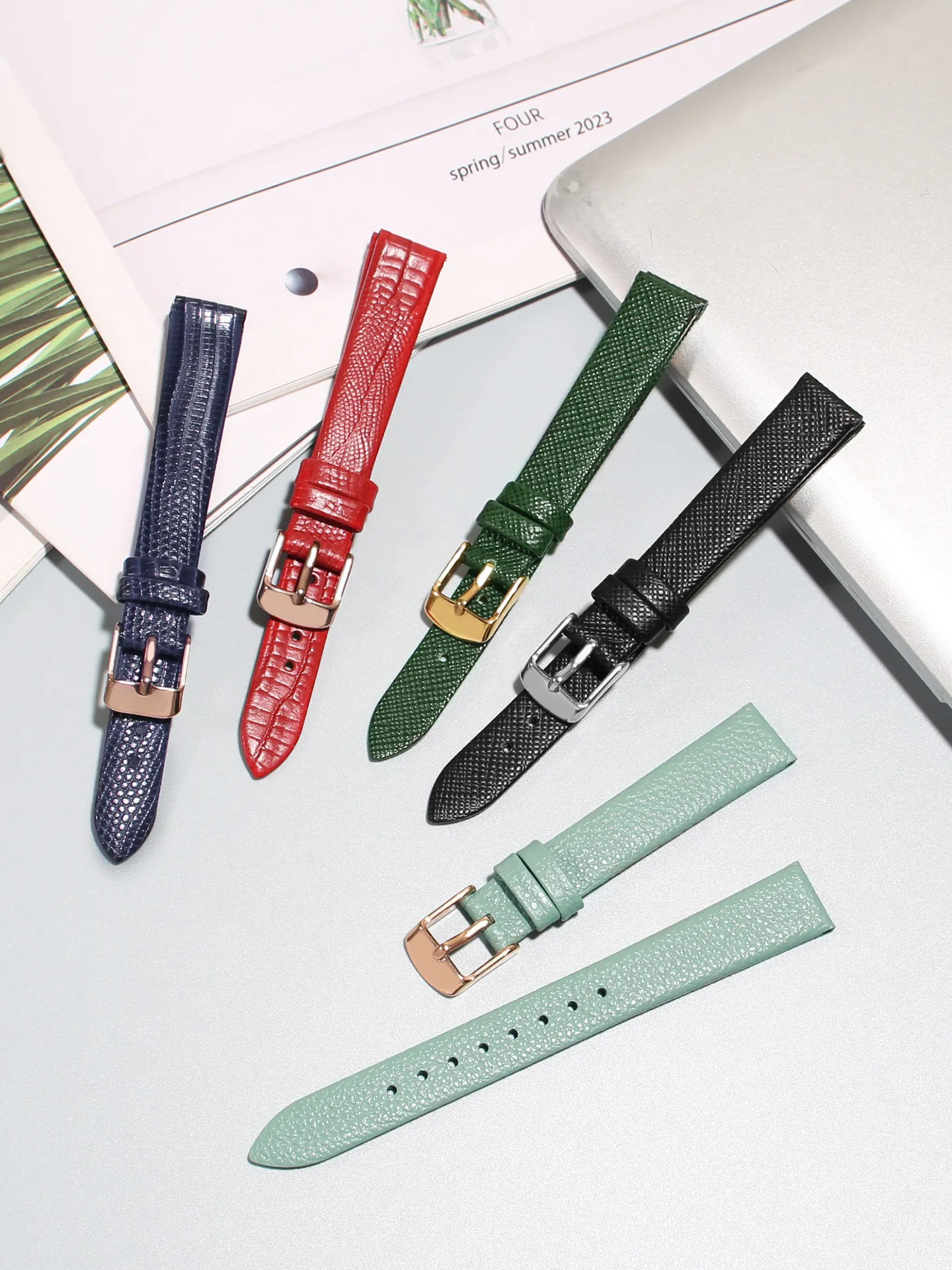For Armani Small Green Watch AR11302 1959 11149 Fashion Ladies Soft Leather Watch Strap 14mm