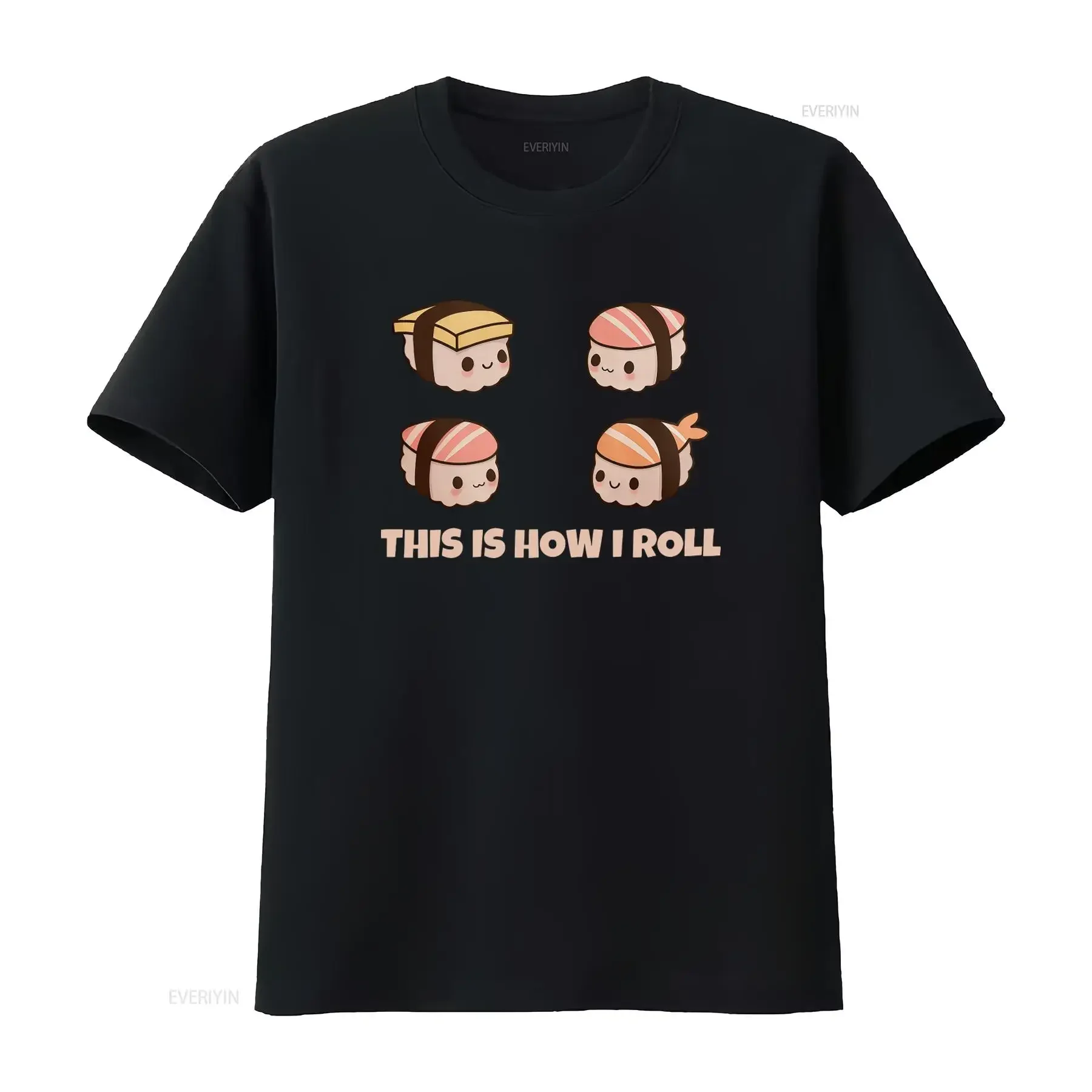 Comfort Color Sushi T-Shirt „This Is How I Roll“ Street Fashion Lustiger Liebhaber japanischer Küche, Gourmand, Niedlicher Vintage-Stil, gewaschene Mode