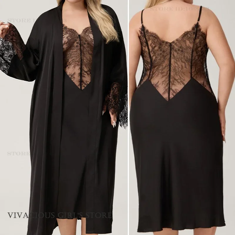 Neue Weibliche Nighty & robe Set Plus Größe Eis Seide Nachtwäsche Loungewear Sexy Aushöhlen Dessous Nachthemd Nachtwäsche Lose Homewear