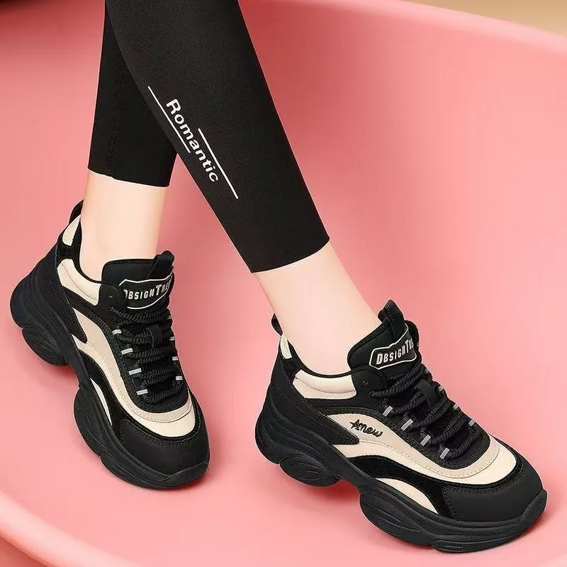 

Autumn New Women Breathable Casual Sneakers Trendy Women Thick Bottom Pu Leather Running Sport Shoes Outdoor Breathable Footwear