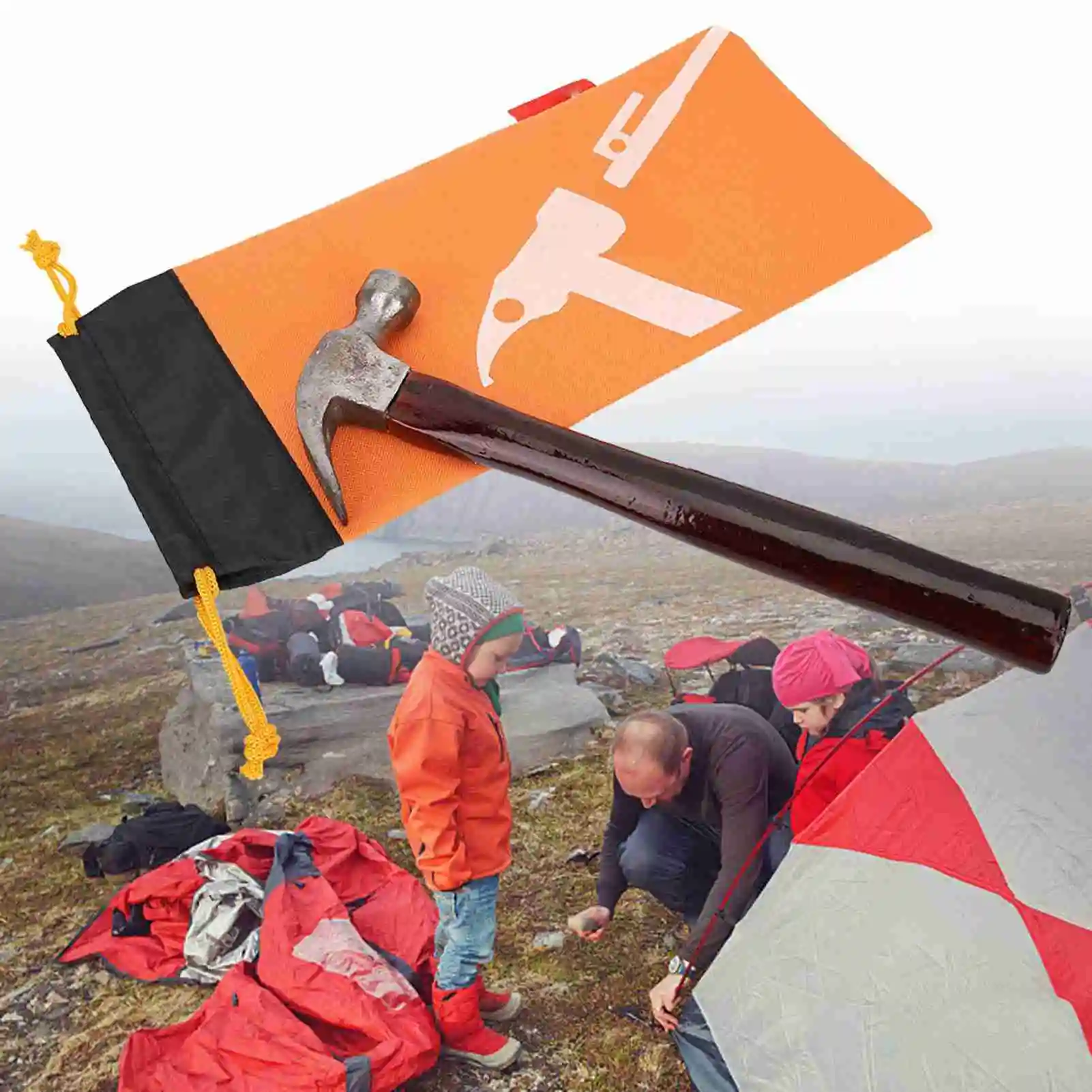 Tent Camping Tentharing Hamer Nagelzakje Zwart Peg Nagels Staak Opbergtas (oranje)