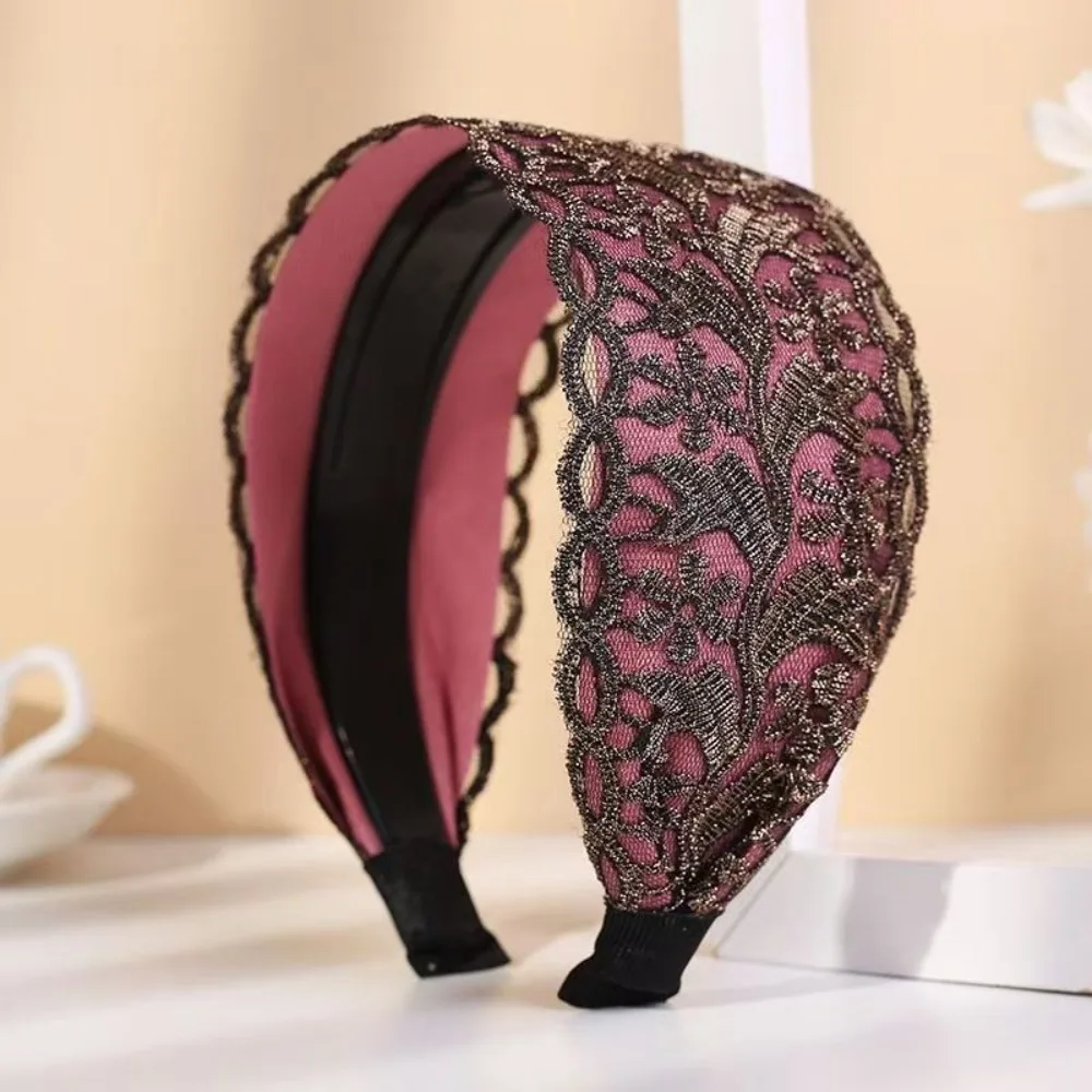 Elastic Mesh Flower Headband Eliminate Hassle Non Slip Wide Edge Hair Hoop Lightweight Hide White Hair Mother Lace Hairbands