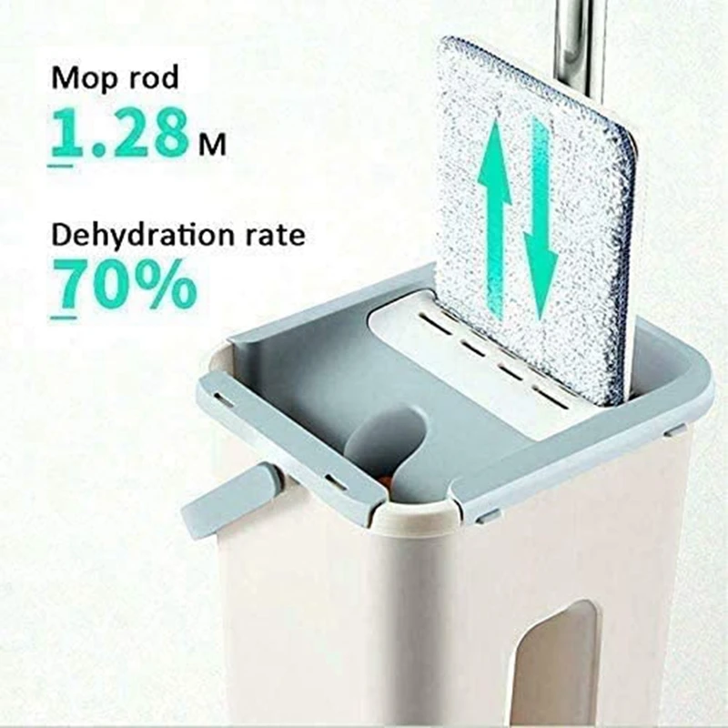 Conjunto de esfregão de chão ABUN, rotação de 360 graus, alça telescópica, esfregão plano autolimpante com almofadas de microfibra e balde de limpeza