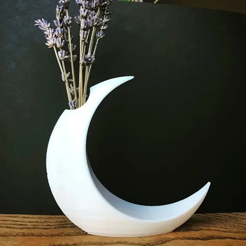 3D Printed Moon Shaped Vases, Living Room and Office Desktop Decorative Vases, Suitable for Decorating Dried or New Flowers