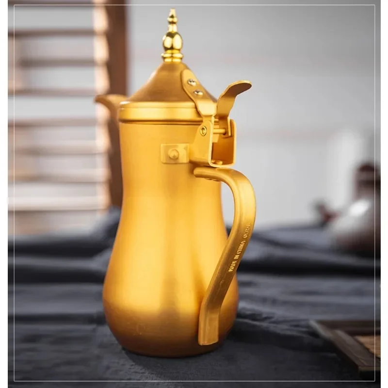 1L/1.4L/1.8L European Style Palace Pot Thickened Yellow Aluminum Teapot Large Capacity Warm Wine Jug Ghee Pot Brew Tea Kettle