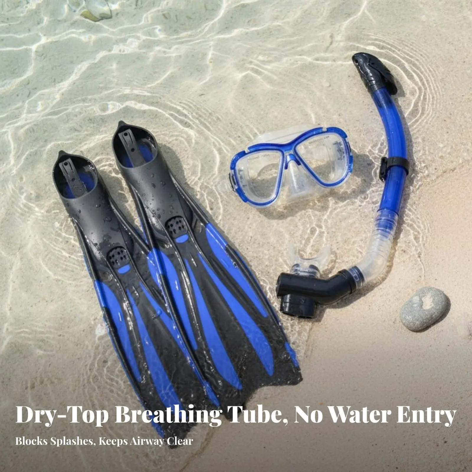

Snorkeling Equipment 3-Piece Set, Tempered Glass Diving Mask, Dry Snorkel, Adjustable Swim Fins, Water Activities