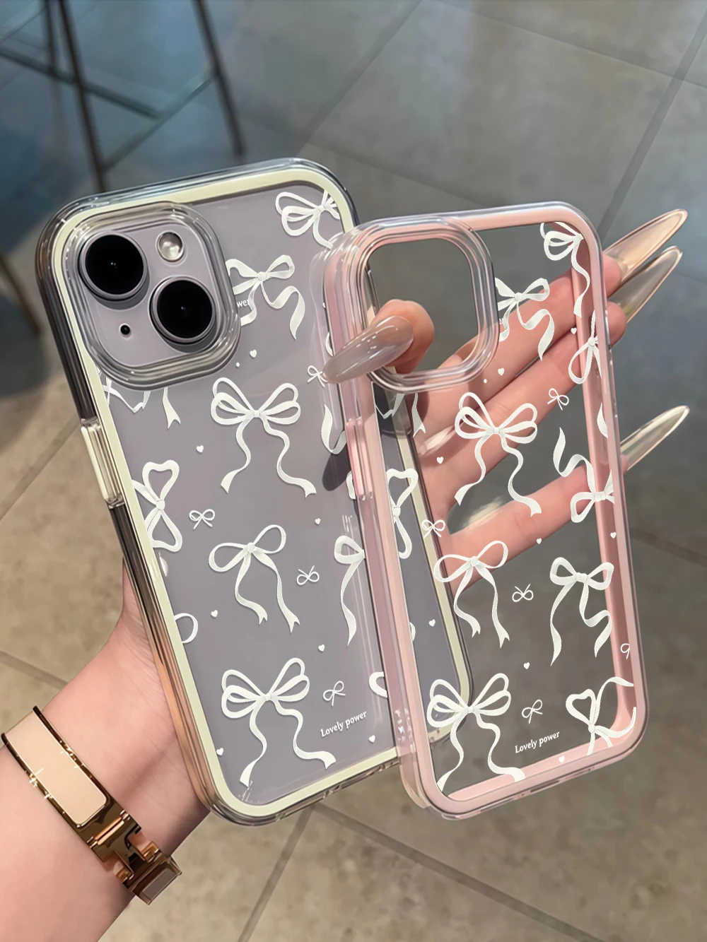 Handgezeichnete Schleifen-Handyhülle für iPhone 16 14 15 Plus 13 14 15 17 16 12 11 ProMax 16 15 14 Pro 17Air Transparente Weiche Hülle – Detail 6