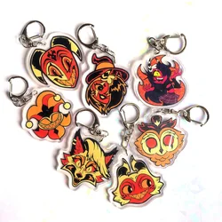 5CM Cartoon Helluva Boss Transparent Key Chains Irregular Moxxie Loona Waterproof Fashion Jewelry Cute Metal Buckle Accessories