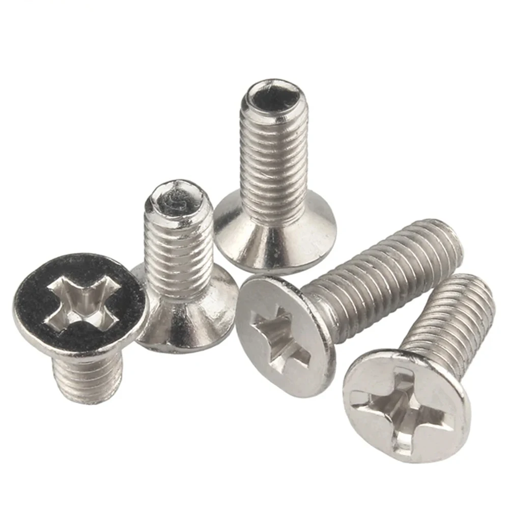 Cross Flat Countersunk Head Screws M2 Head Diameter 3/3.5mm Total Length 3-5.5mm Phillips Machine Screw Nickel Plated KM
