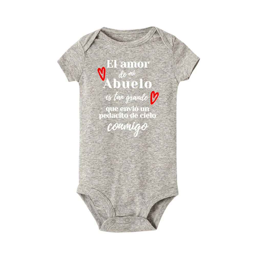 Unisex espanhol imprimir bebê bodysuit, El Amor Mi Abuelo Es Tan Grande, macacão recém-nascido, menino e menina macacão, roupas de verão