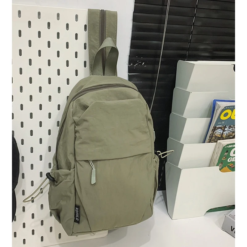 DHL30pcs Backpack Bags Women Nylon Plain Yoga Fitness Large Capacity Light Travel Hiking Chest Bag