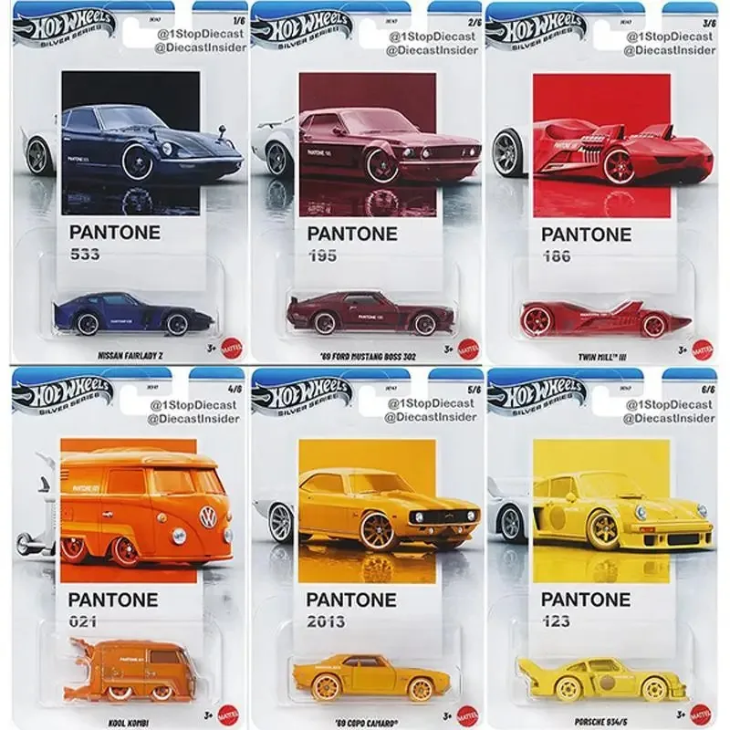 Original rodas quentes carro pantone brinquedos meninos 1/64 diecast nissan fairlady z ford mustang chefe kool kombi camaro porsche 934 presente
