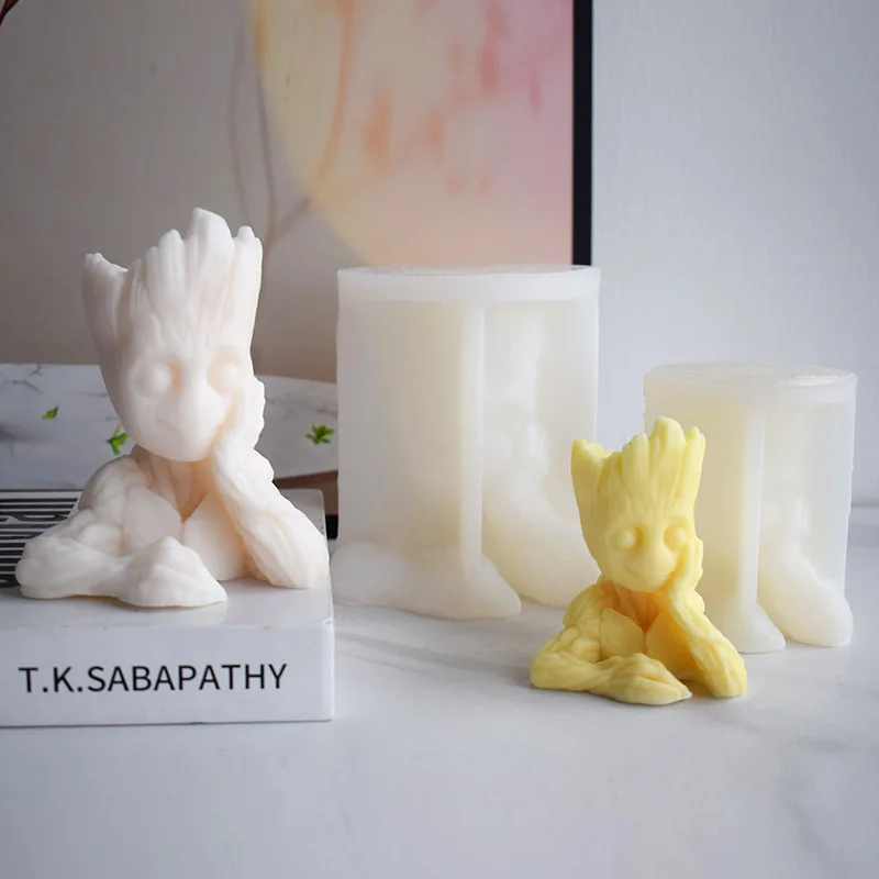 Tree Man Gromit Candle Silicone Mold DIY Stereo Little Boy Candle Mould Aromatherapy Plaster Home Decoration Mold Wedding Gift