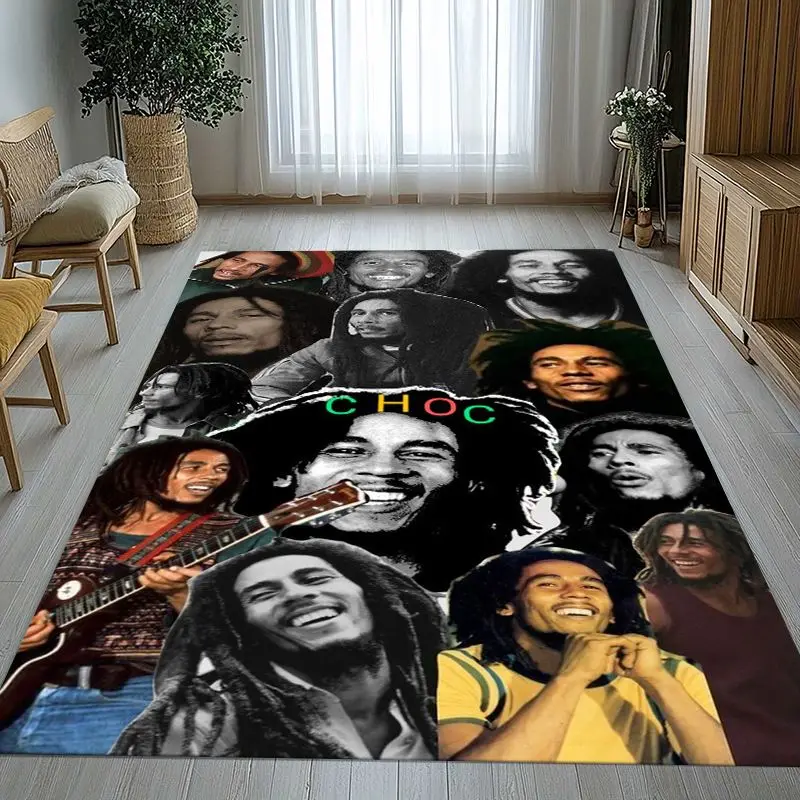 Reggae Music Bob Marley Rasta Color Area Rug,Soft Non-Slip Carpet Mat for Living Room Bedroom,Sofa Floor Rug,Home Decor Gift