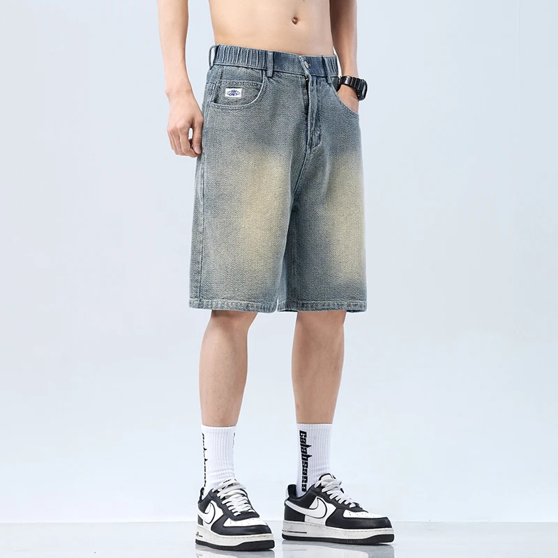 

2024 Summer New Casual Men Jeans Shorts Gothic Neutral Large Pocket Design Loose Hip-hop Fashion Streetwear Denim Trousers