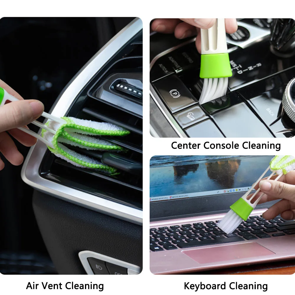 

Car Cleaning Brush Double Ended Air Conditioner Vent Cleaner Slit Brushes Dashboard Dusting Blinds Brush Plastic Accessories