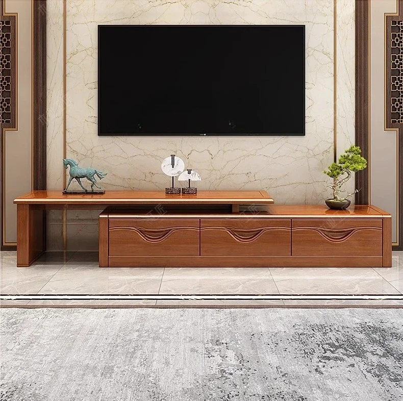 A   Simple living room small apartment furniture log retractable TV cabinet floor cabinet