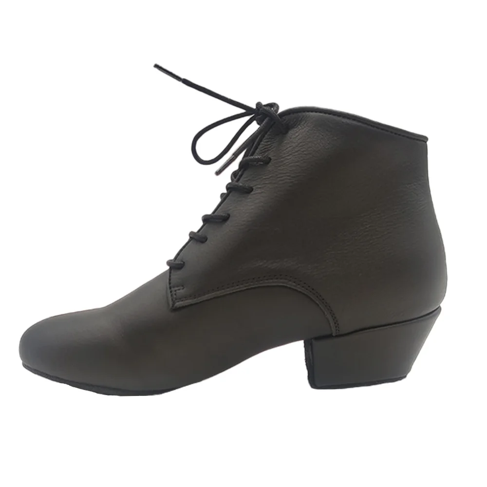 

Practice Black Leather Short Latin Dance Boots Split Sole Salsa Ballroom Party Dancing Shoes Sport Sneaker Western Line Dancing