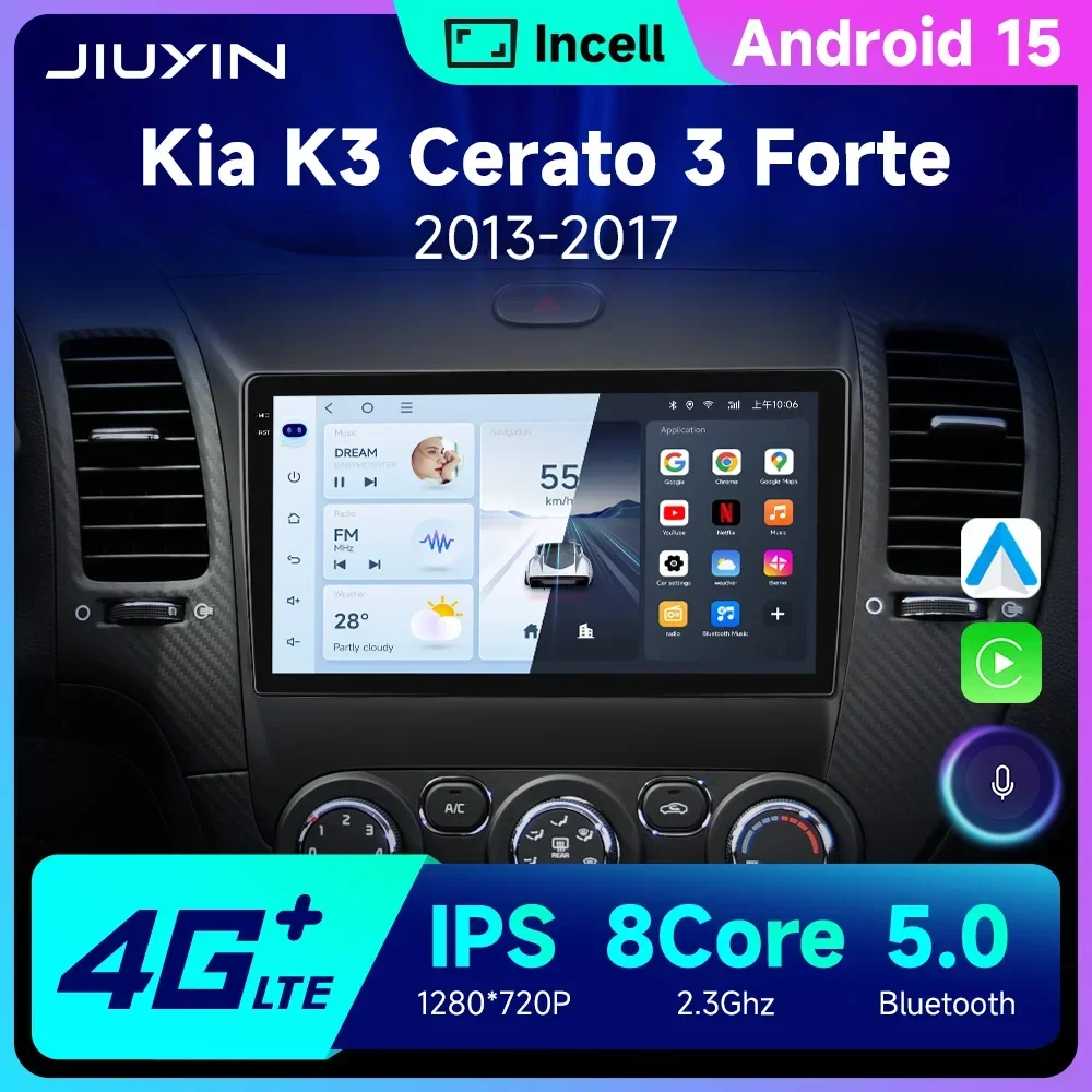 Android15 Carplay Auto For KIA K3 CERATO FORTE 3 YD Tuner 2013 2014 2015 2016 2017 video Player Multimedia Car Radio WIFI+4G DSP