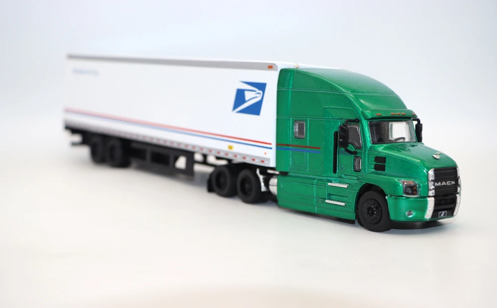 GL 1/64 Scale Ma ck Anthem With Trailer Pose Service Truck Transportation Diecast Alloy Toy Cars For Collection Display Gifts