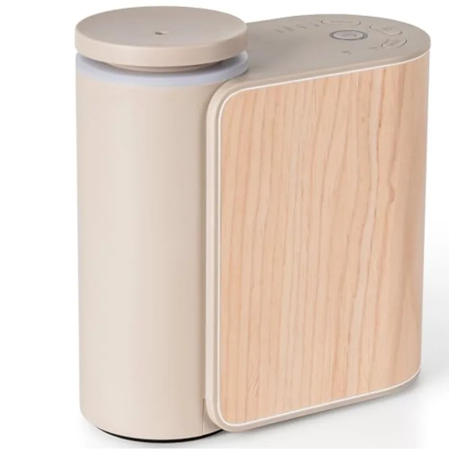 

® Waterless Essential Oil Diffuser w Solid Wood Cover 3 Timers 2 Mist Modes, Auto-Off Quiet Dual Fluid Aroma Diffuser, Portable