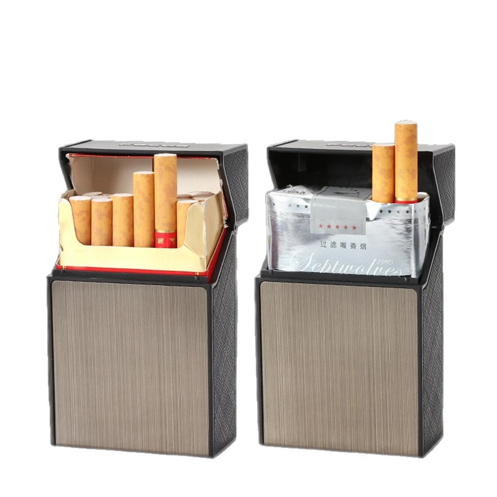 Aluminum Alloy Portable Cigarette Box 20pcs Capacity Fine Cigarette Plastic Box Flip up Storage Men Women Smoking Accessories