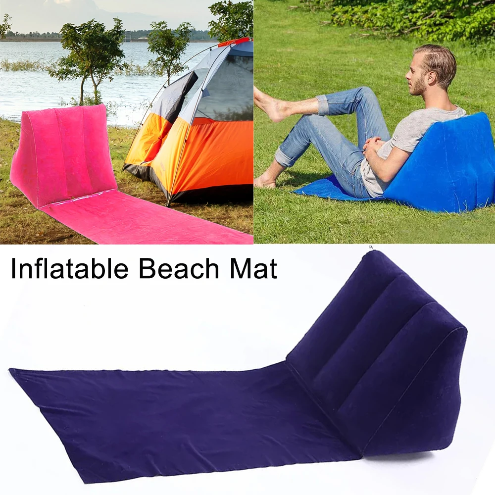 Cojín triangular inflable para playa, asiento plegable, suave, silla de descanso para acampar, respaldo de playa