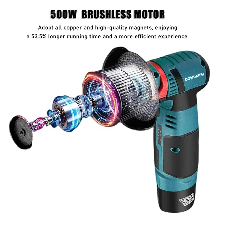 DONUMEH 12V Brushless Cordless Mini Angle Grinder Portable Grinding Metal Polishing Cutting Machine Lithium Battery Power Tool