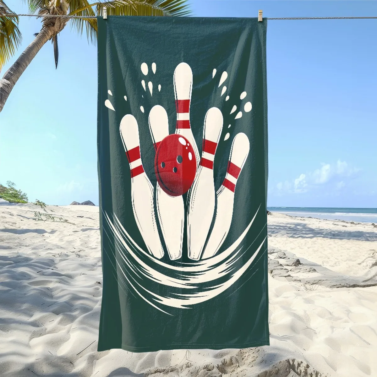 Bowling ball pattern polyester microfiber beach towel is highly absorbent, suitable for swimming and beach outings
