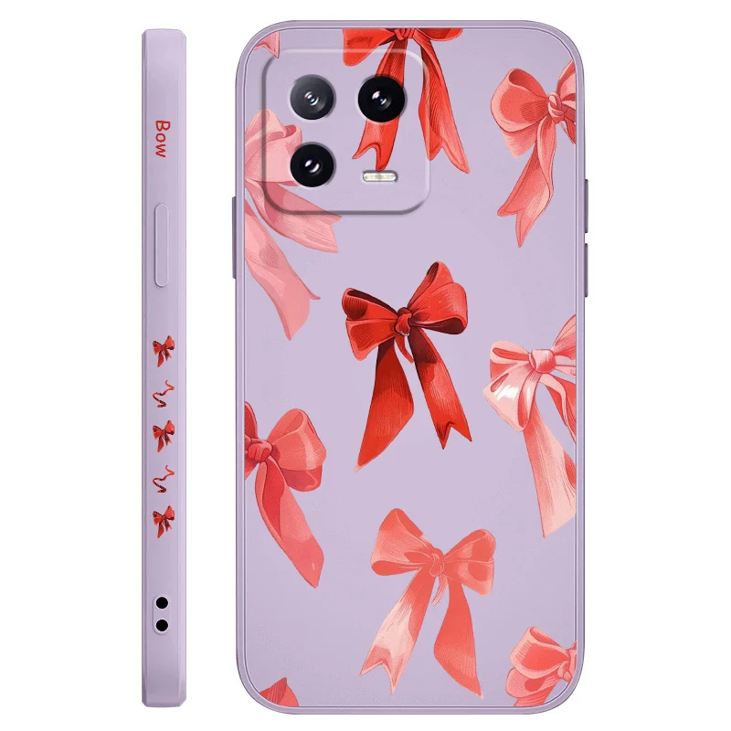 

Elegant Bow Phone Case For Xiaomi Mi 15 14 14T 13 13T 12 12X 12T 12S 11 11T 10 10T 9 9T Pro Lite Liquid Silicone Cover