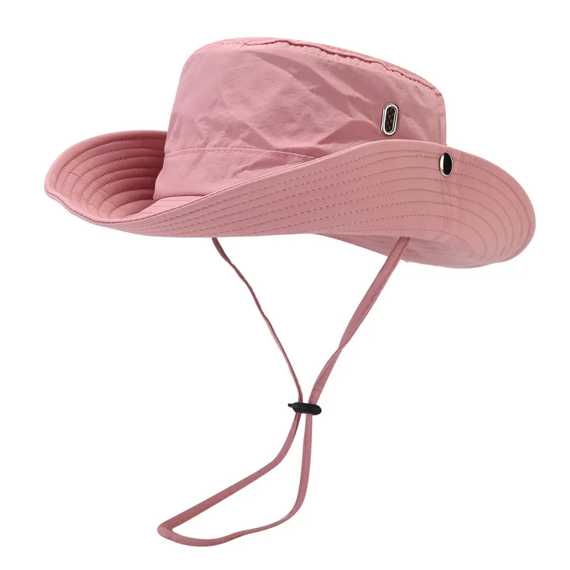 Womens Outdoor Travel Sun Hat Summer UV Protection Wide Brim Panama Safari Hunting Hiking Bucket Hat Mesh Fisherman Hat