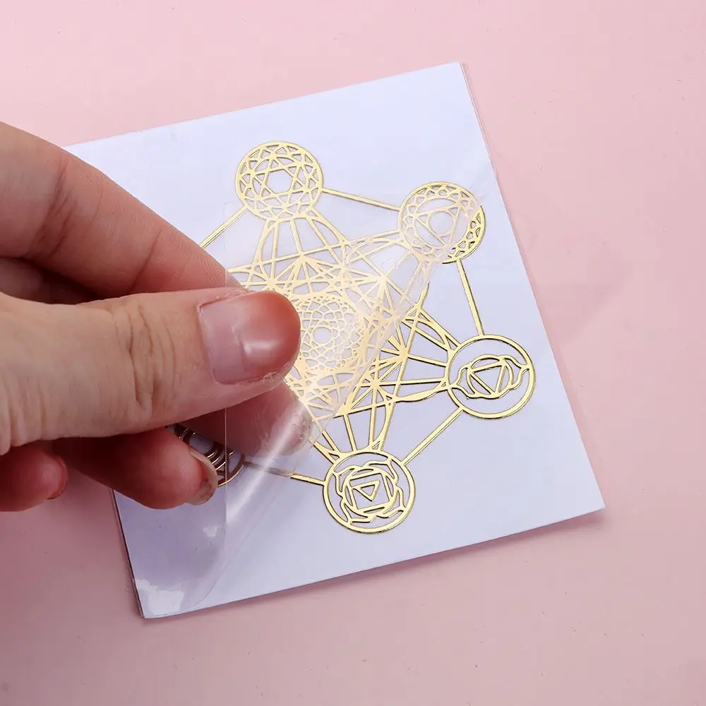 Jewelry Tool Flower Life Pattern Gold Color Metal Copper Sticker Energy Sticker Sacred Geometric Sticker for Making Mould