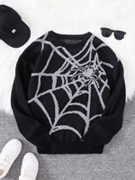 New Popular Autumn and Winter Spider Web Jacquard Pattern Pullover Sweater Casual Round Neck Knitted Men's Pullover