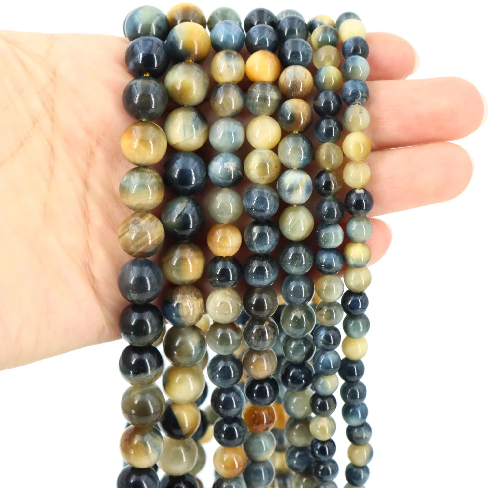 الحجر الطبيعي حلم عين النمر الخرز شفاء كريستال الجولة فضفاض خزر عازل لصنع المجوهرات عقد دي اي واي سوار 4/6/8/10 مللي متر #5